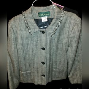 Harve Benard petite  14P 100% wool suit jacket/blazer black gray